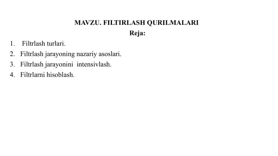 FILTIRLASH QURILMALARI