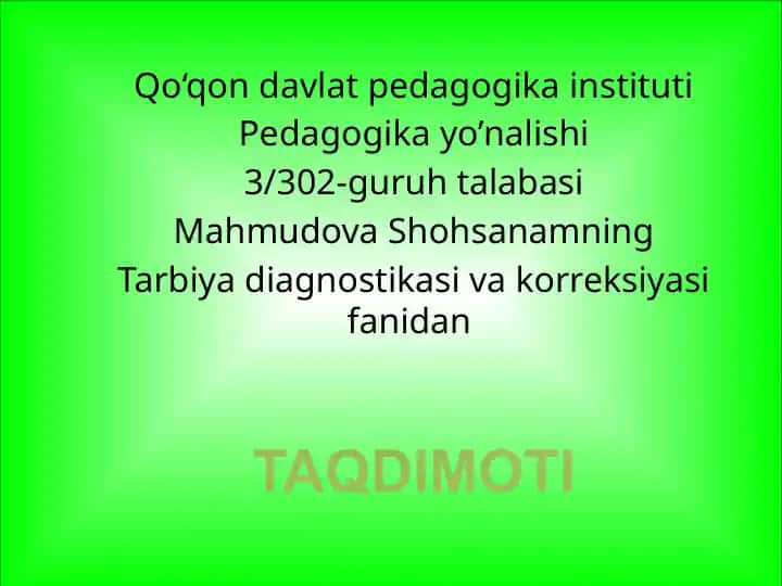 Tarbiya diagnostikasi va korreksiyasi