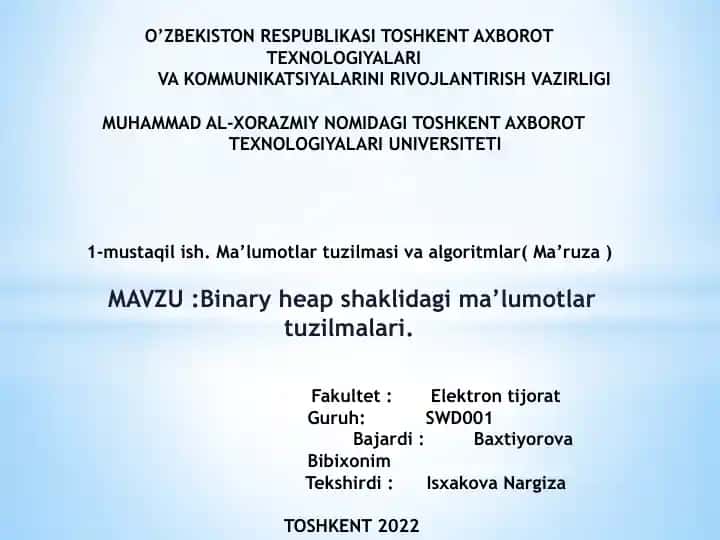 Ma’lumotlar tuzilmasi va algoritmlar