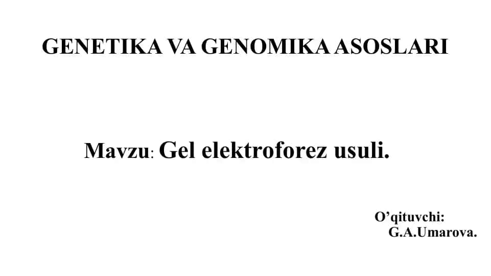 GENETIKA VA GENOMIKA ASOSLARI