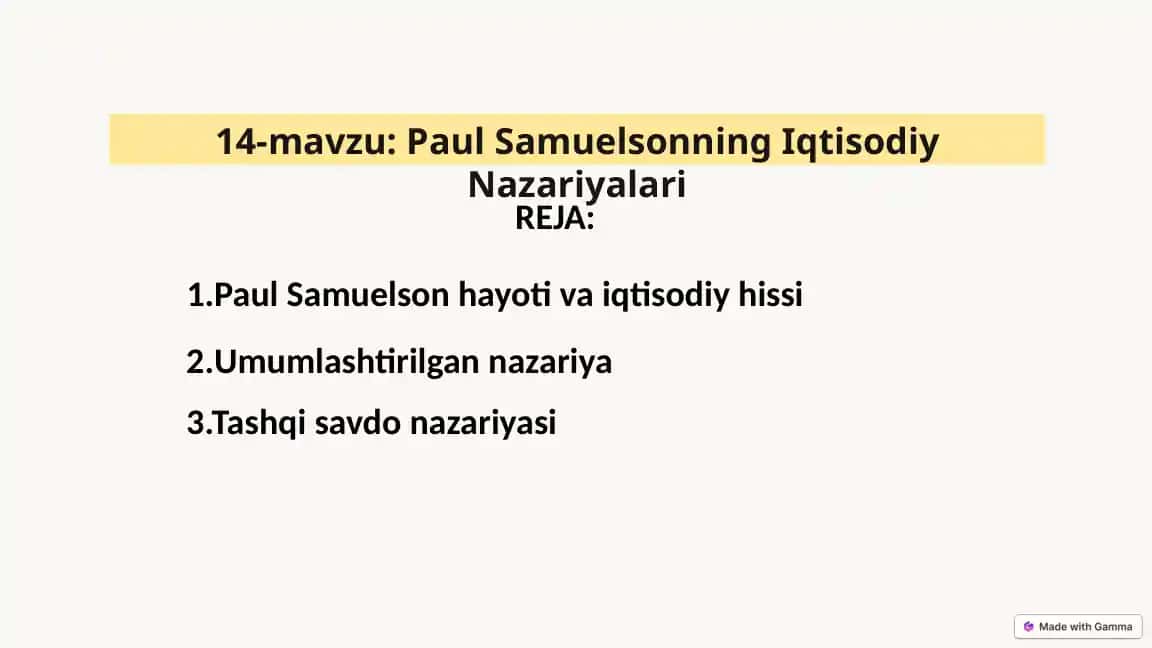 Paul Samuelsonning Iqtisodiy Nazariyalari