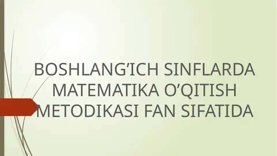 Matematika O'qitish Metodikasi