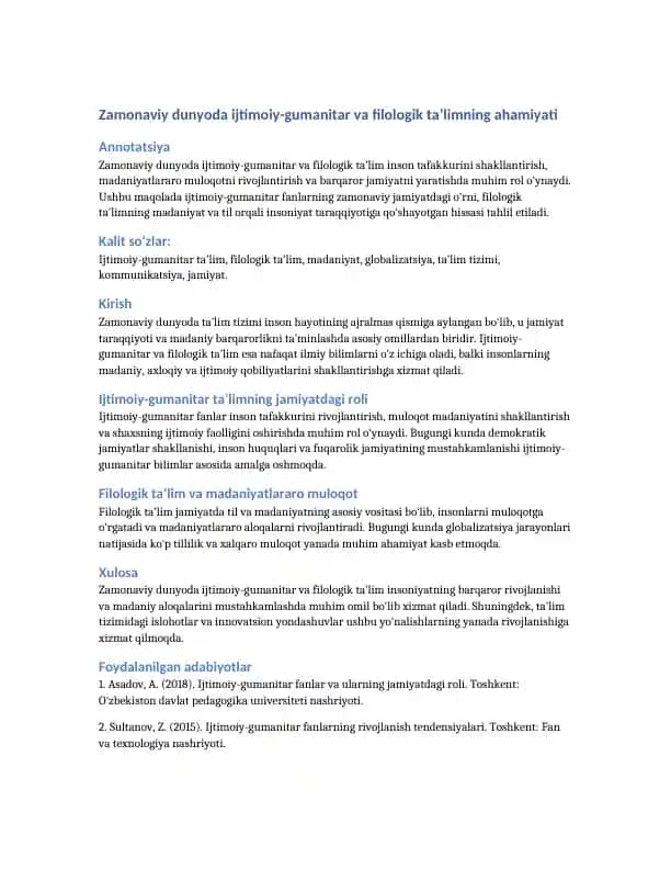 Ijtimoiy-gumanitar va filologik ta'lim