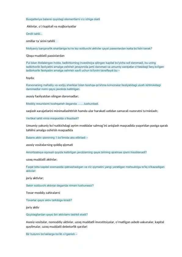 Buxgalteriya balansi elementlari tahlili