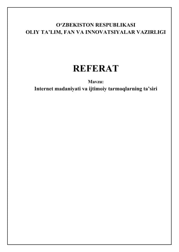 Internet madaniyati va ijtimoiy media
