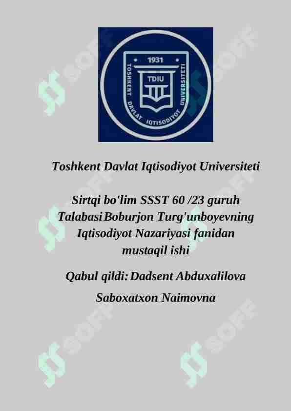 MILLIY HISOBLAR TIZIMI VA O'ZBEKISTONDA UNGA O'TISHNING VAZIFALARI