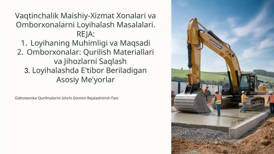 Gidrotexnika Qurilmalarini Ishchi Qismini Rejalashtirish Fani