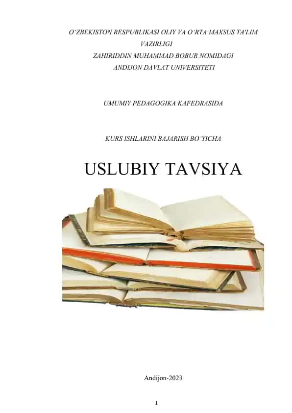 Pedagogika yo’nalishi sohalari uchun kurs ishi yozish bo`yicha uslubiy ko`rsatma