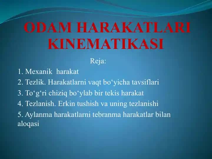 Odam harakatlari kinematikasi