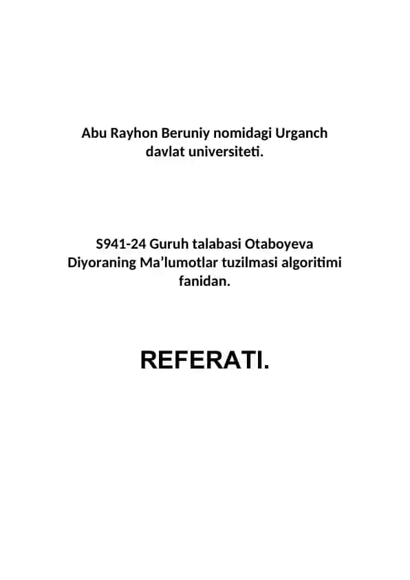Ma’lumotlar tuzilmasi algoritimi