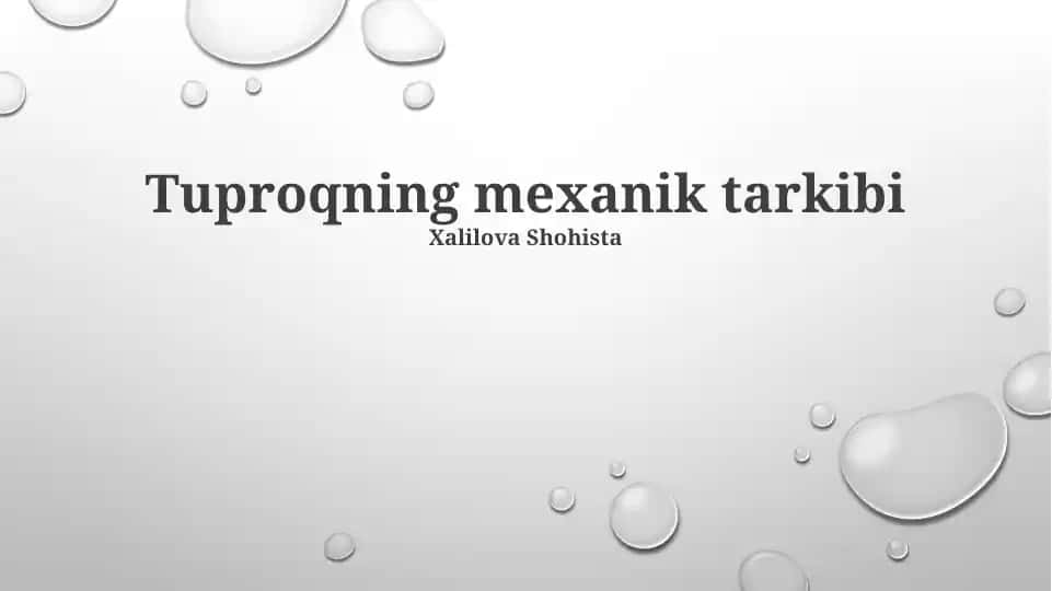 Tuproqning mexanik tarkibi