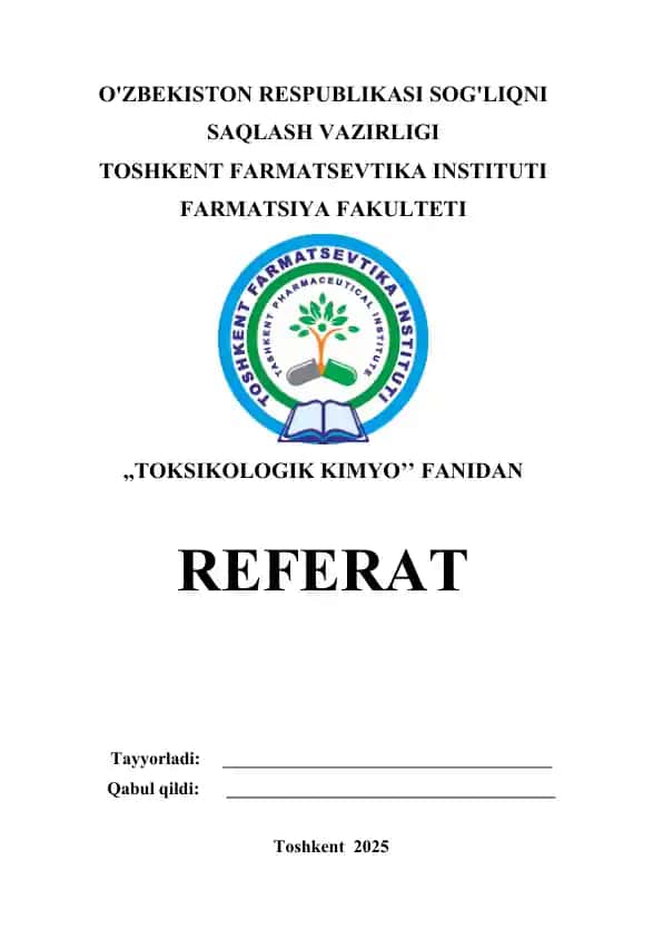 6. Nitrobenzol, toksikologik ahamiyati, ajratib olish va tahlil usullari. Referat 9 bet.