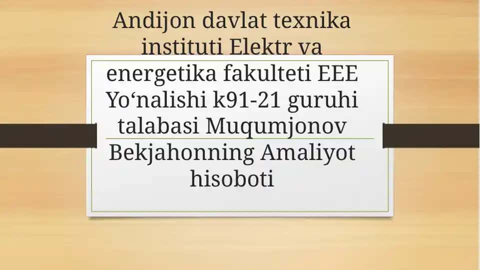 Amaliyot hisoboti