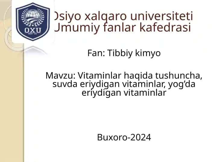 Osiyoxalqarouniversiteti Umumiy fanlar kafedrasi