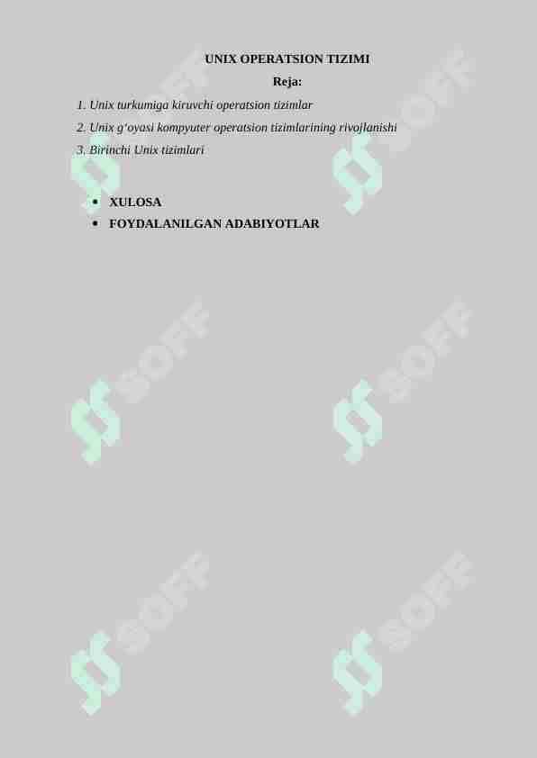 UNIX OPERATSION TIZIMI