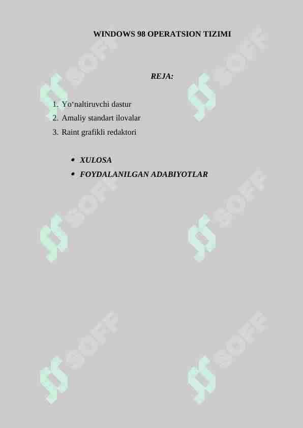WINDOWS 98 OPERATSION TIZIMI