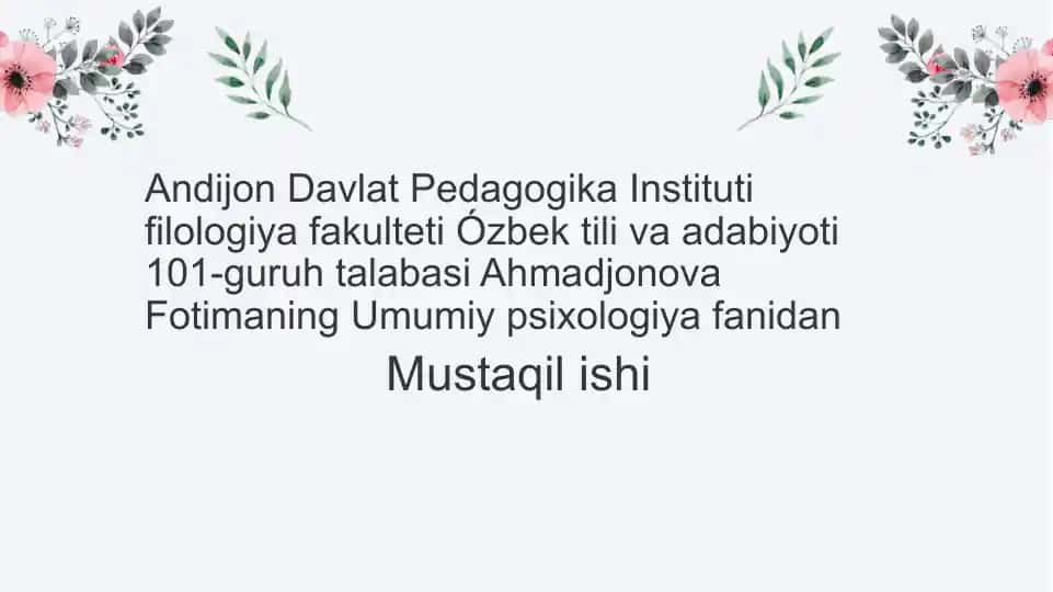 Rivojlanishning Psixoanalitik Yo‘nalishi