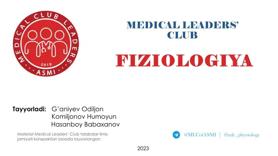 Fiziologiya Mavzu: Ayirish sistemasi