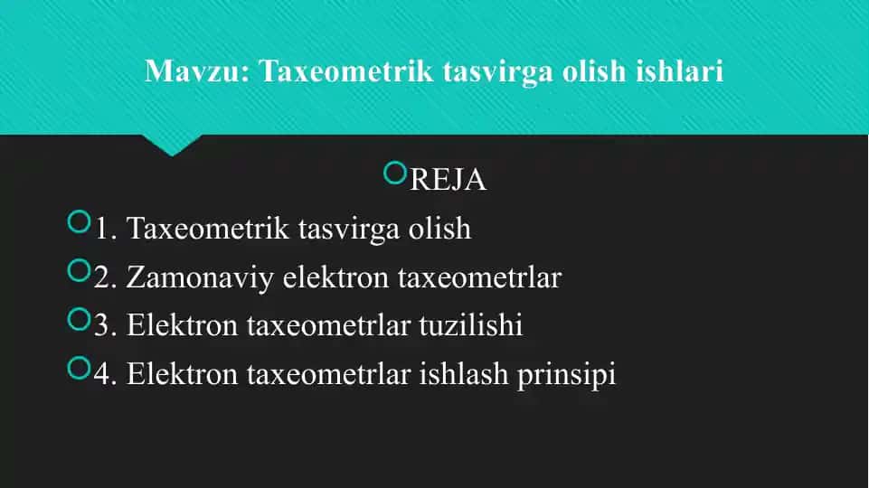 Taxeometrik tasvirga olish ishlari