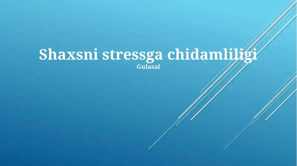 Stressga Chidamlilik Omillari