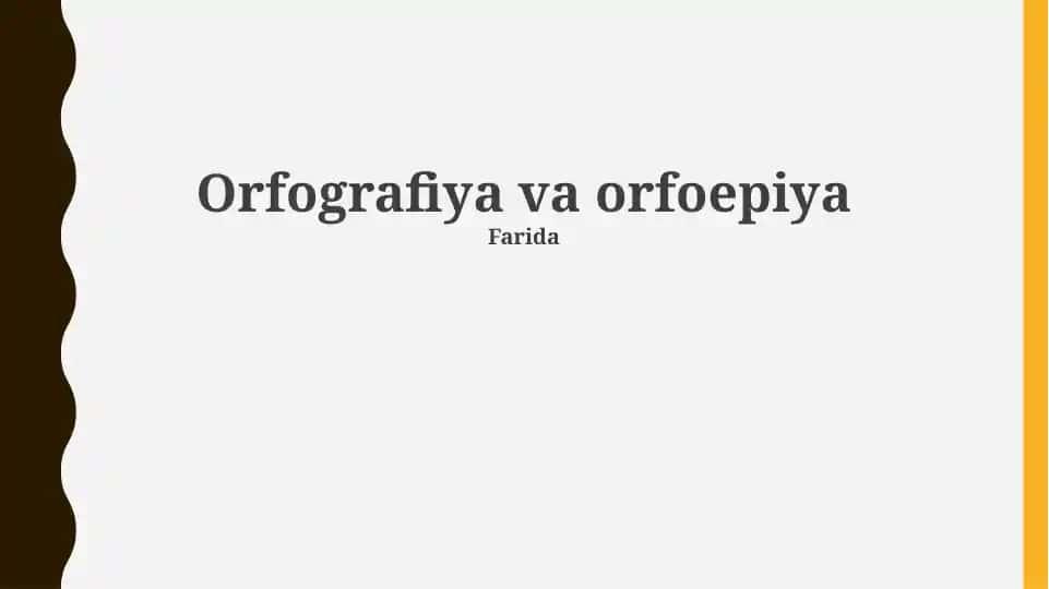 Orfografiya va orfoepiya