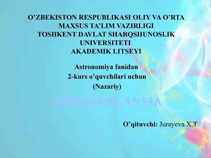 DARS ISHLANMA