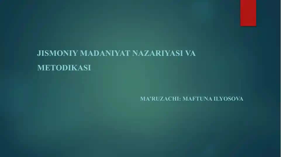 Jismoniy Madaniyat Nazariyasi va Metodikasi