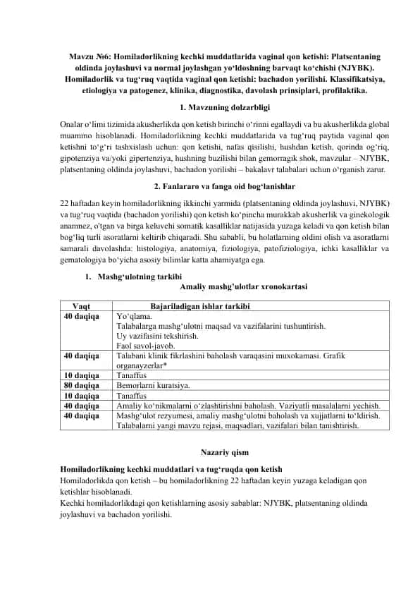 Homiladorlikning kechki muddatlarida vaginal qon ketishi