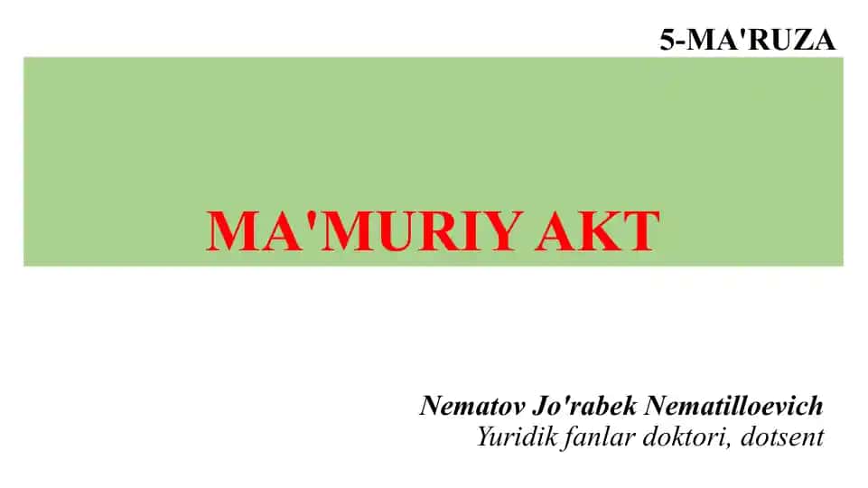 Ma'muriy Akt