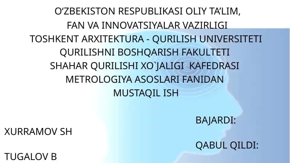 O`LCHASH XATOLIKLARI VA ULARNI BARTARAF ETISH USULLARI
