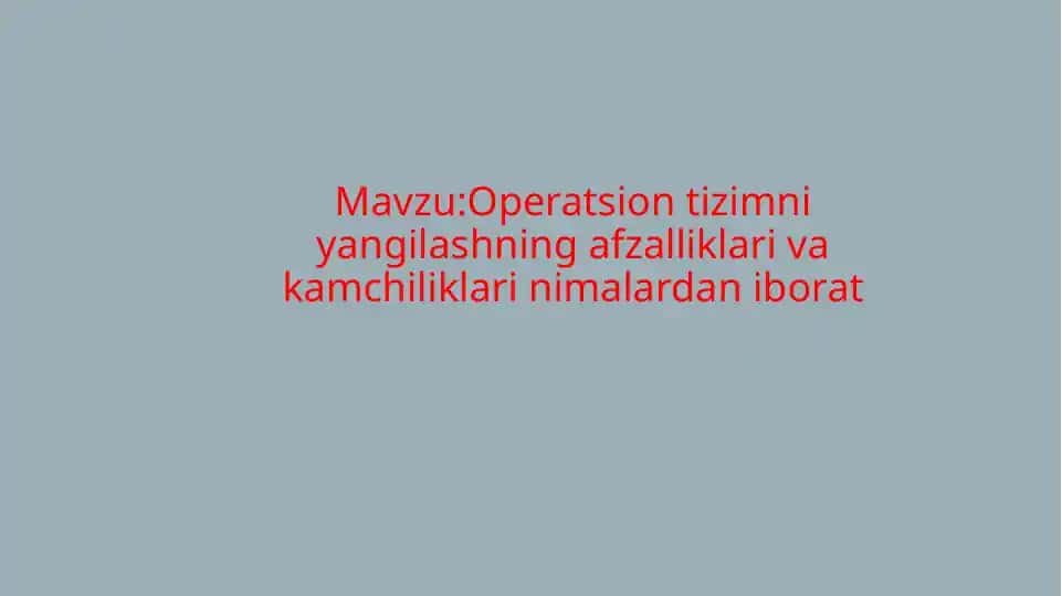 Operatsion tizimni yangilash