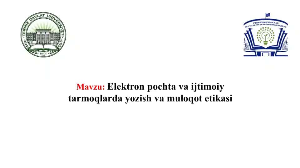 Elektronpochta va ijtimoiy tarmoqlar