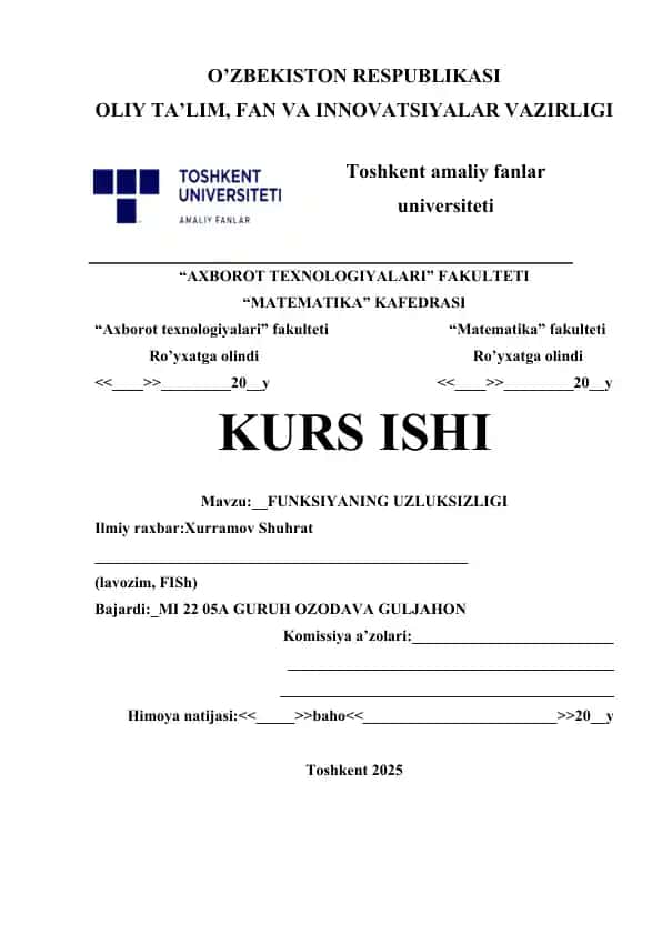 FUNKSIYANING UZLUKSIZLIGI