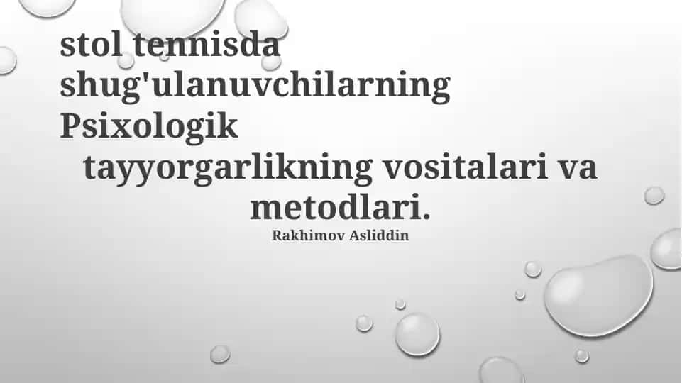 Stol tennisda shug'ulanuvchilarning Psixologik tayyorgarlikning vositalari va metodlari