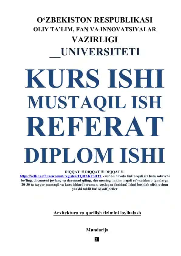 Arxitektura va qurilish tizimini loyihalash