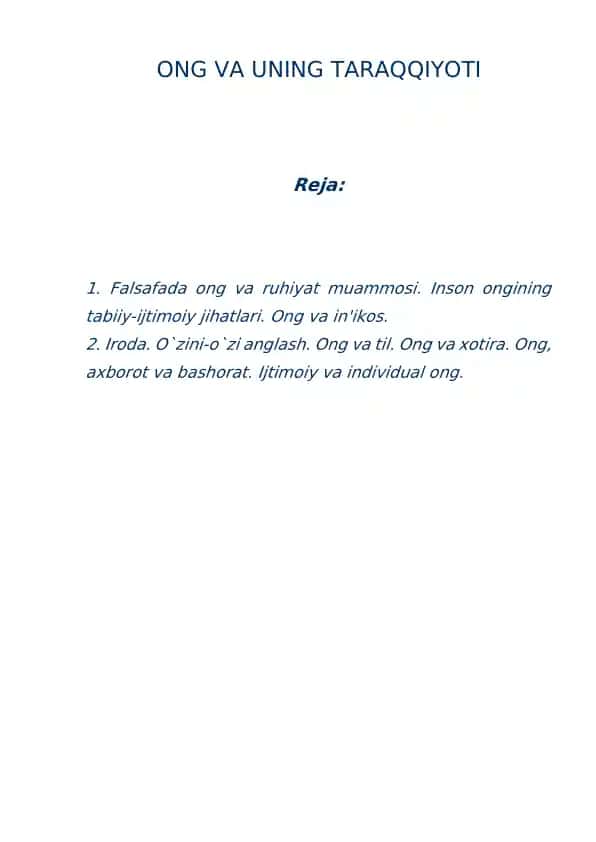 Ong va uning taraqqiyoti