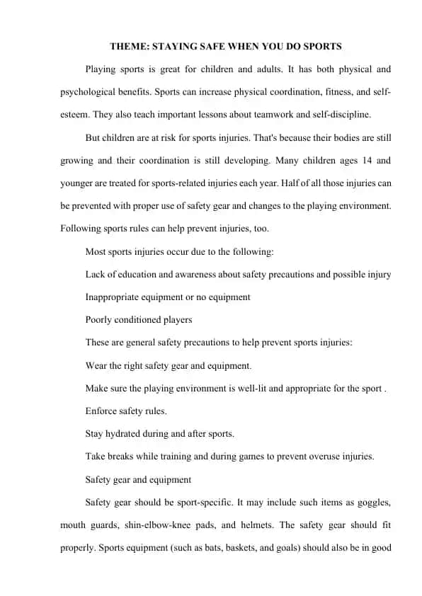 Safety Precautions for Sports Injuries