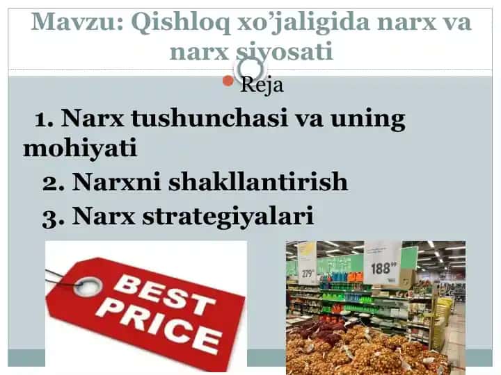 Qishloqxo’jalikdanarxvanarxsiyosati