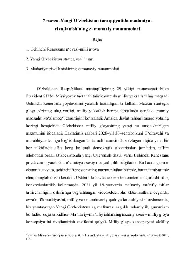 Yangi O'zbekiston strategiyasi