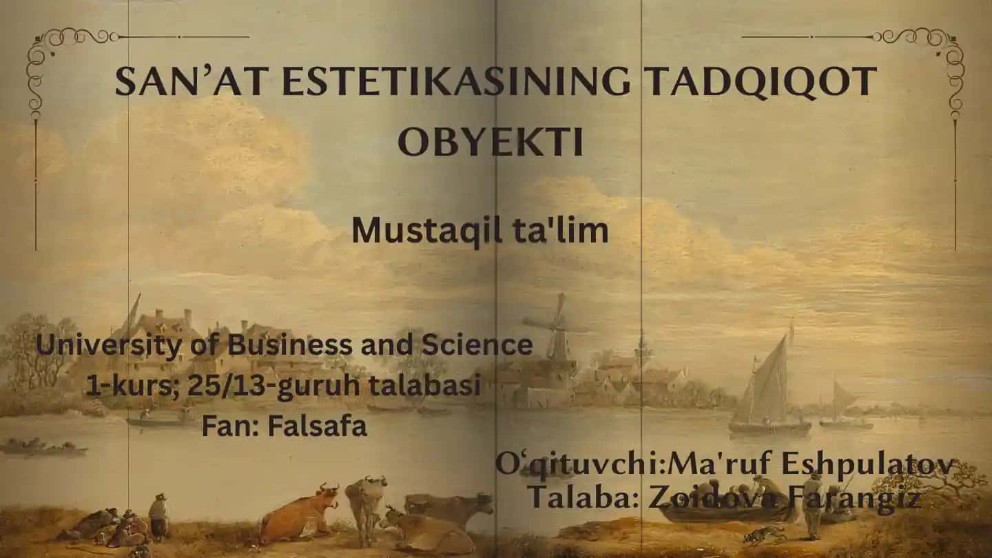San’at Estetikasining Tadqiqoti