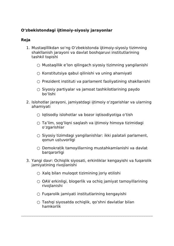Oʻzbekistondagi ijtimoiy-siyosiy jarayonlar