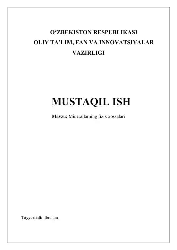 Minerallarning fizik xossalari