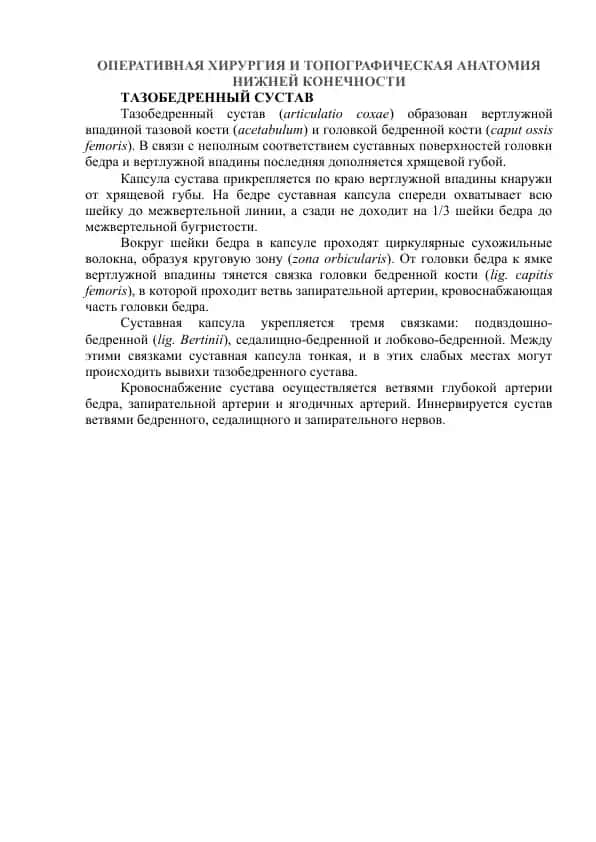Оперативная Хирургия и Топографическая Анатомия Нижней Конечности