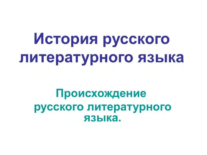 История русского литературного языка