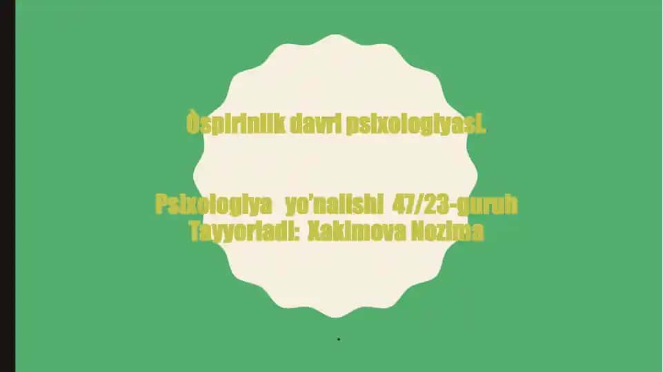 O’spirinlik davri psixologiyasi
