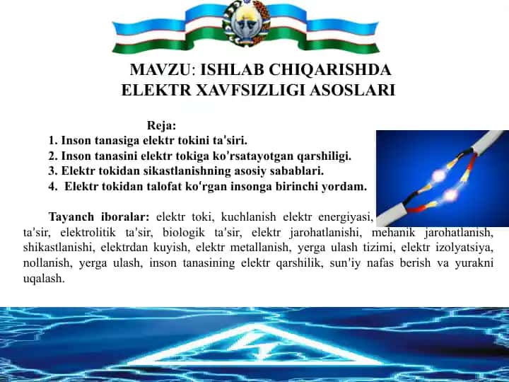 Elektr xavfsizligi asoslariga oid