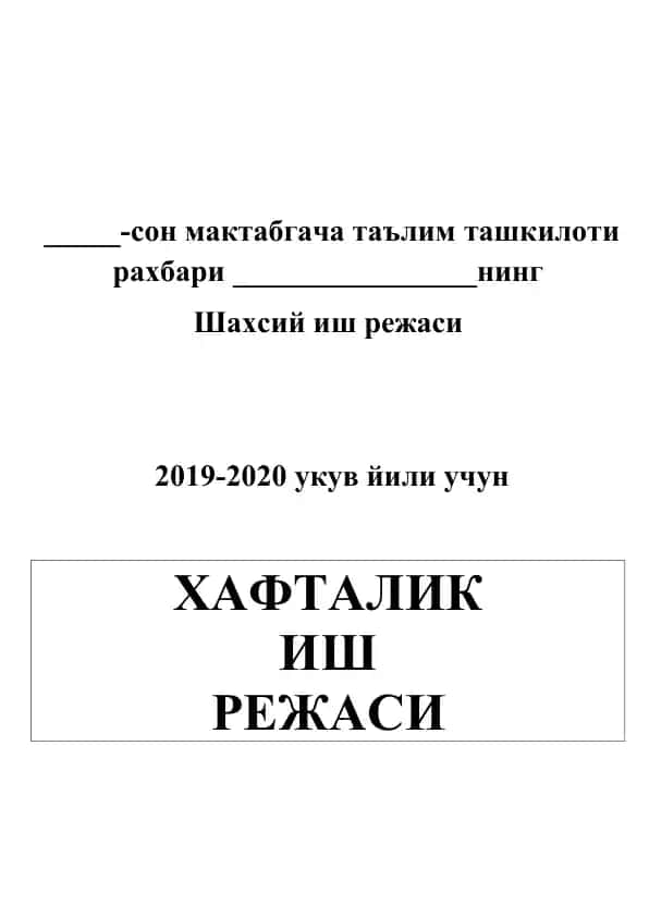 Haftalik Ish Rejasi