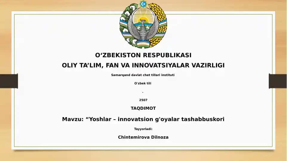 Yoshlar – innovatsion g'oyalar tashabbuskori