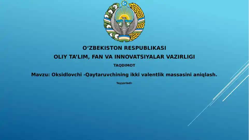 Oksidlovchi-Qaytaruvchining İkkivalentlik Massasini Aniqlash