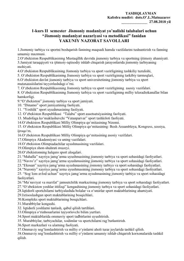 Jismoniy madaniyat nazariyasi va metodikasi